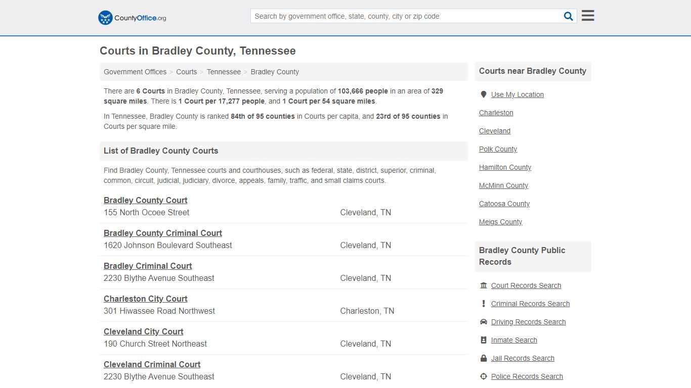 Courts - Bradley County, TN (Court Records & Calendars)